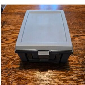 Vintage Rubbermaid Blue Gray Plastic Storage Media VHS Box 0185